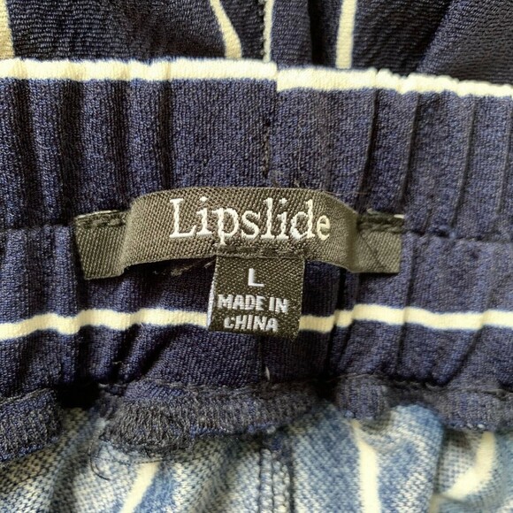 Lipslide Cabana Pants Women L Navy & White Stripe and Border Hem Elastic Waist - Picture 7 of 9